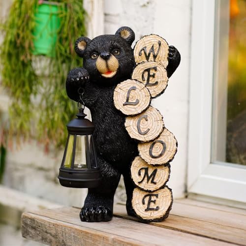 Qeeman Solar Bear for Garden Decor: Weatherproof Resin Statues - Image 6