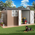 IRONCK 10x8.2FT Outdoor Storage Shed with Clear Window, Tool Shed, Brown by IRONCK