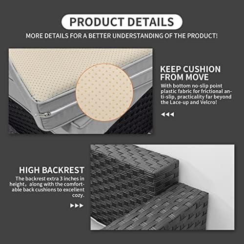 Rattaner Patio Furniture Sets 7 Pieces Outdoor Furniture Sectional Patio Couches Set with Storage Table Light Grey Cushions - Image 4