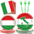 100 Pcs Italian Flag Plates and Napkins Party Supplies Italy Flag Disposable Paper Tableware Set Italian Red White and Green Party Decors Favors for Family Gathering Kitchen Dining Serves 25 Guests by OBUSATT
