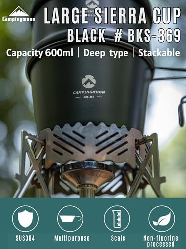 CAMPINGMOON Deep Sierra Cup 600ml Stainless Steel Camping Cup 304 Food Grade Fire Ready Outdoor Cooking Bowl Measurement Marks Stackable Camping Cookware Backpacking Hiking Campfire Use BKS-369 - Image 2