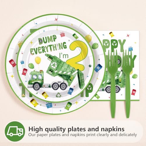 96Pcs Trash Truck 2nd Birthday Party Decorations Serves 24 - Image 2