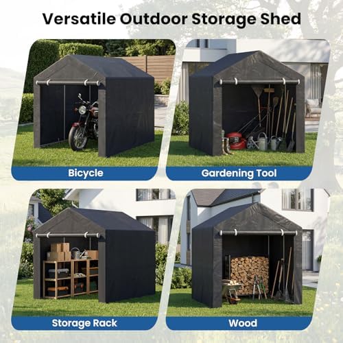 Goplus 7.2 x 5.2 FT Portable Storage Shed, Outdoor Carport Garage Tent - Image 6