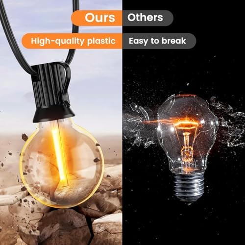OHLUX 120FT Solar String Lights Outdoor with Remote, Commercial Grade Patio Lights with 52 Shatterproof LED Filament G40 Globe Bulbs, Dimmable Outside Edison Hanging Light for Backyard Party Decor - Image 4