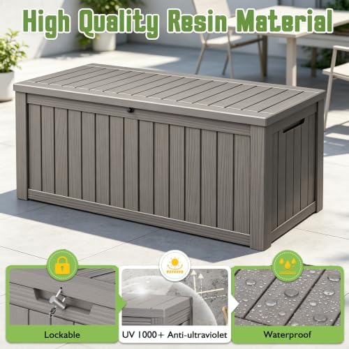 Outdoor Storage Waterproof Deck Box for Patio (230 Gallon, Grey) - Image 3