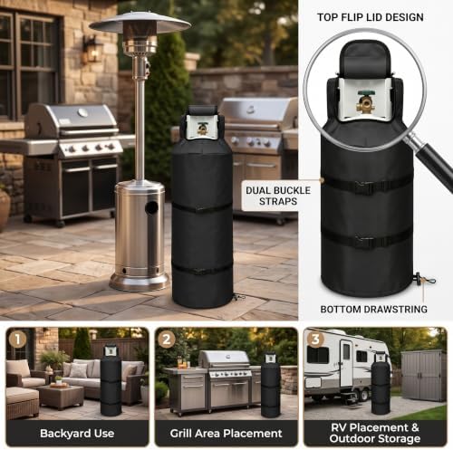 100 lb Propane Tank Cover Waterproof RV Outdoor Patio Heavy-Duty Tank Guard - Image 7