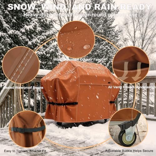 NettyPro Grill Cover Heavy Duty Waterproof 44 inch, Outdoor 2 Burners Gas BBQ Cover for Outside Weber, Char-Broil, Brinkmann, Nexgrill Barbecue, Brown - Image 3