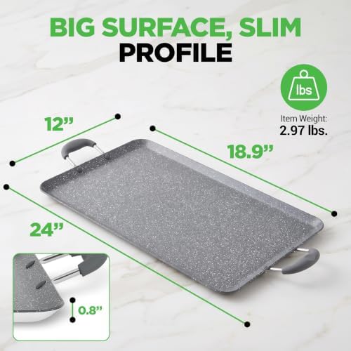 NutriChef Double Burner Griddle | Flat Top Griddle for Stove Top - Image 2