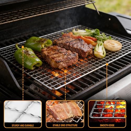 Grill Topper,5 PCS BBQ Grill Mesh Mat,14×10 Inch Mesh Baking Tray,Baking Rack Replacement Pad for Outdoor Barbecue, Camping & Picnics - Image 4