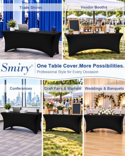 Smiry 2 Pack Spandex Table Cloth 6FT, Elastic Fitted Black Tablecloth - Image 6