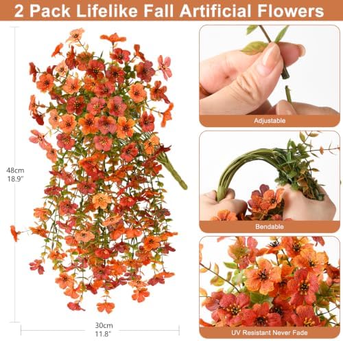 ZFProcess Artificial Fall Flowers for Outdoors 2PCS Silk Fake Flowers - Image 3