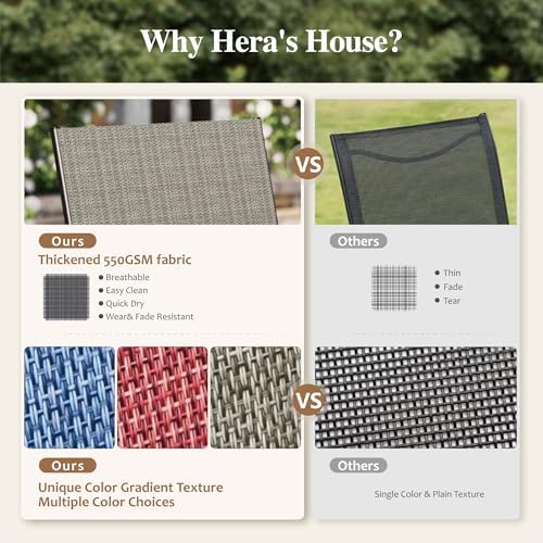 HERA'S HOUSE 5pc Patio Dining Set for 4, Outdoor Metal Table & Brown Chairs - Image 6