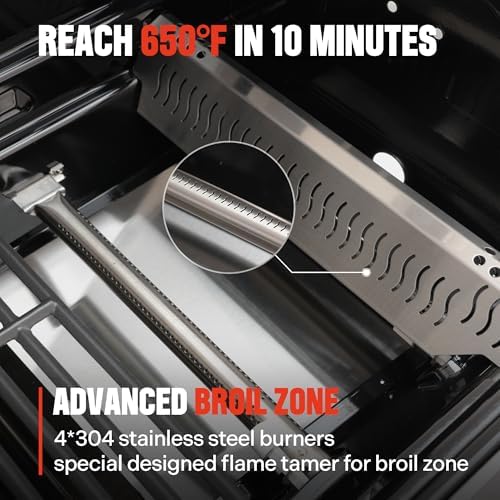 Monument Grills 4 Burner Propane Gas Grill, Stainless Steel Outdoor Patio Barbecue Grill with Smoker Box, with Broil Zone Fast Heating, Knob Control, and Easy Cleanup, M410MBZ - Image 4