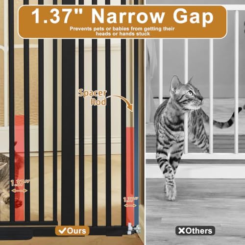 YZHDUXIU Extra Tall Cat Gate,Extra Wide Adjustable Gate(Black 55''T*48 ''W) - Image 3