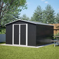 YOPTO 10x12 FT Outdoor Storage Shed,Metal Shed W/Updated Frame Structure,Garden Shed W/Lockable Door,2 Air Vents & Sloped Roof,for Backyard,Patio,Lawn,Black by YOPTO