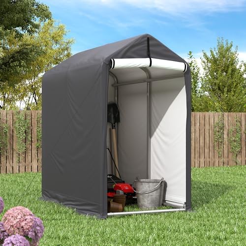 Outdoor Storage Shed 6 x 3Ft Heavy Duty Portable Storage Shelter with Roll-up Zipper Door for Bike, Mower, Garden Storage - Image 6