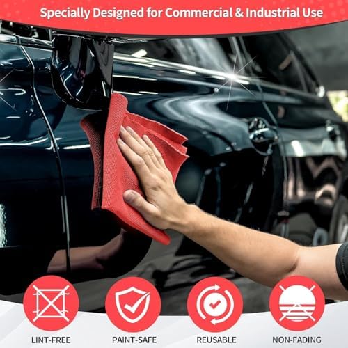 Microfiber Cleaning Cloth, 200 Pack Cleaning Rags, Red - Image 2