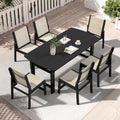 Ciokea HDPE Outdoor Dining Set, Patio Table and 6 Stackable Chairs, Black by CIOKEA