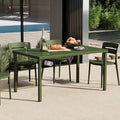 Costaelm Outdoor Dining Table for 6, Rectangular Metal Patio Table, 6-Person Weather Resistant Steel Slat Table for Lawn Garden Backyard, Olive Green by Costaelm