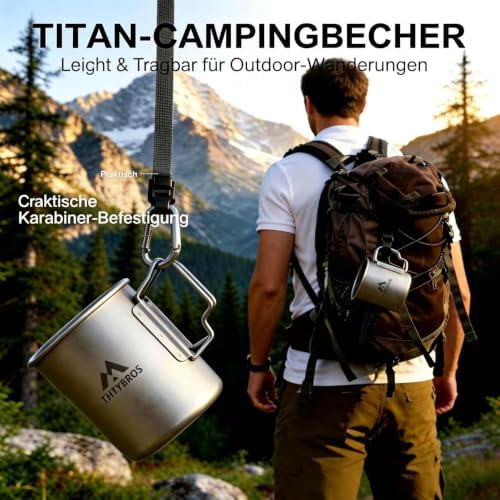 THTYBROS Titanium Cup Ultralight Camping Mug with Foldable Handle & Lid, Pure Titanium Cookware for Outdoor Hiking, Backpacking, Picnic, and Campfire - Image 6