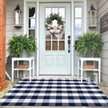 IOHOUZE 4x6 Buffalo Plaid Outdoor Rug, Washable Front Porch, Navy White by iOhouze