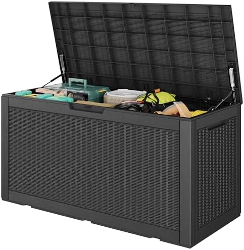 Outdoor Storage Waterproof Deck Box for Patio (100 Gallon, Black) by Unknown