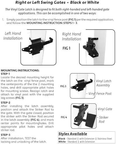 Jake Sales - Stainless Steel Extended Gate Latch White (for Vinyl, Wood, PVC etc Fencing) Fence Gate Latch w/Mount Hardware - Each - Image 4