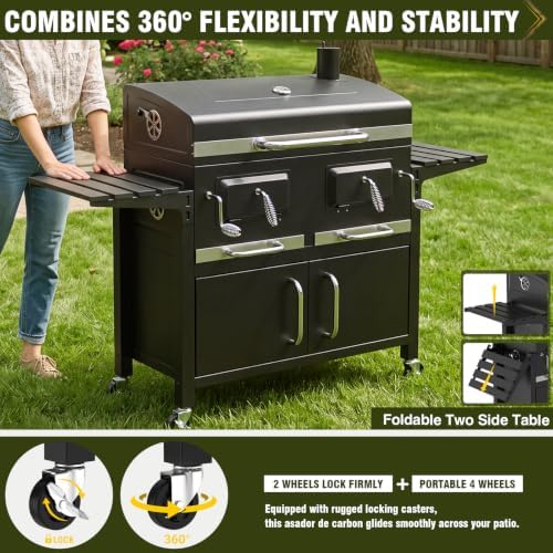 Bestfire 63" Oversized Charcoal Grill with Smoker, Large Outdoor BBQ - Image 5
