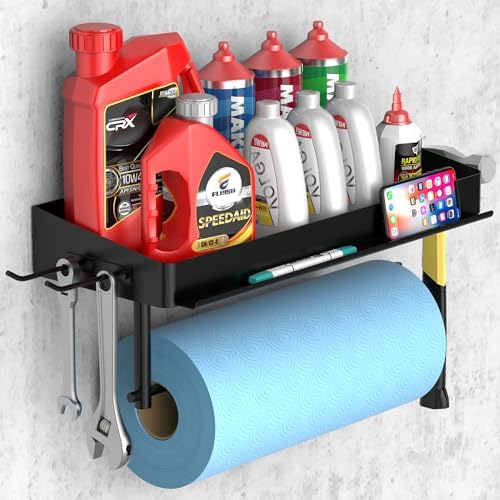 SUNTECH Garage Paper Towel Holder with Shelf, Wall-Mount (Black) by Suntech