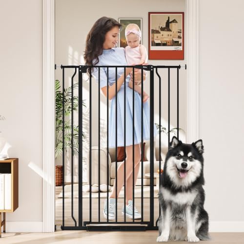 50" Extra Tall Baby Gate No Drilling, Auto Close Dog Gate, Black by Cideny