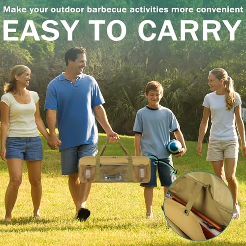 Grill Tool Storage Bag BBQ Grill Utensil Accessory Storage Brown - Image 3