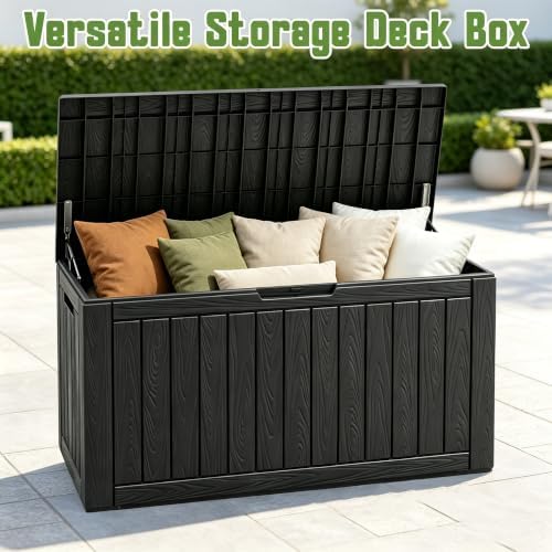 Outdoor Storage Waterproof Deck Box for Patio (110 Gallon, Black) - Image 5
