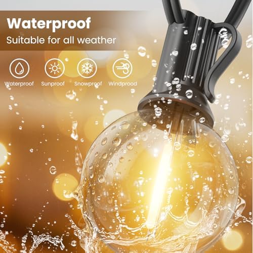 RTTY 120 FT Outdoor String Lights Waterproof, Patio Light 62 LED Bulbs - Image 4