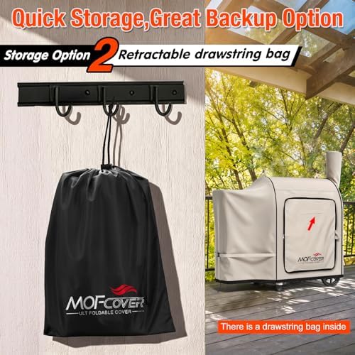 Foldable Grill Cover for Traeger Pro 34/780 Series, Waterproof 600D Heavy Duty Wood Pellet Smoker Cover, Fade＆Tear Resistant Pellet Grill Cover for Texas Elite 34 700/600/550,Khaki - Image 3