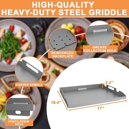 Griddle Top Replacement for Blackstone 17" Flat Top Grill w/Rear Grease - Image 3