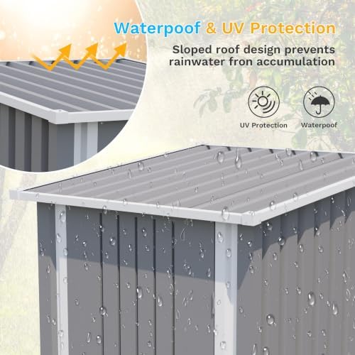Patiowell 3x3 FT Storage Shed, Small Metal Shed, Gray - Image 4