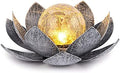 Huaxu Solar Lights Outdoor Garden, Crackle Globe Glass Lotus Decor, Waterproof LED Metal Flower Decorations for Patio,Lawn,Walkway,Tabletop,Ground by Huaxu
