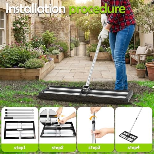 SporGain Lawn Leveling Rake 40"x10", Lawn Leveler with Aluminum Rollers - Image 6