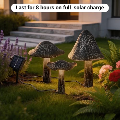 Solar Lights Outdoor Decor, Solar Metal Mushroom Yard Decorations Outdoor - Image 3
