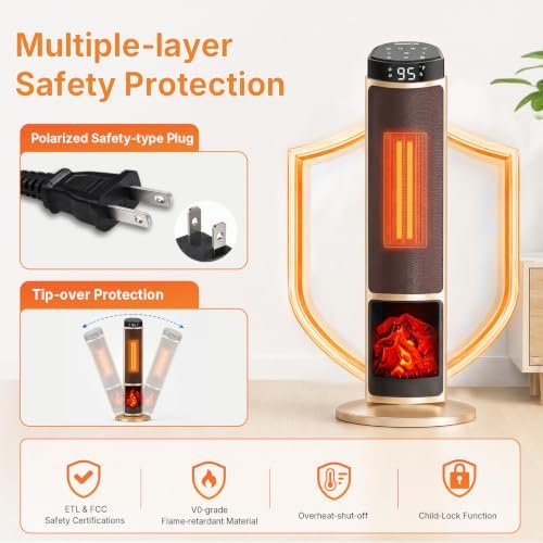 OLIXIS 23" Space Heater for Indoor Use, 70° Oscillation, 4 Modes - Image 6