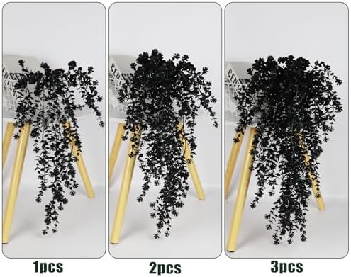 RECUTMS Black Hanging Flowers Faux Hanging Plants Black Artificial Plants - Image 3