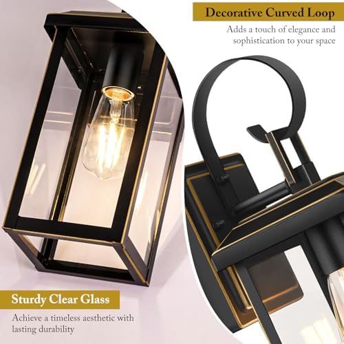 BesLowe 2-Pack 15” Outdoor Wall Lights, Bronze Modern Porch Sconces - Image 4