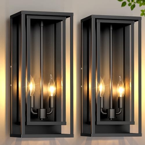 Large Outdoor Wall Lanterns, 18” Exterior Waterproof Rectangular Sconce by WelcometoVerRon
