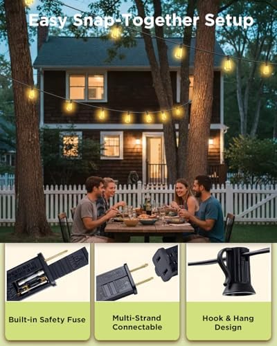 VOLIVO 100FT Outdoor String Lights for Patio, Waterproof Hanging Lights - Image 6