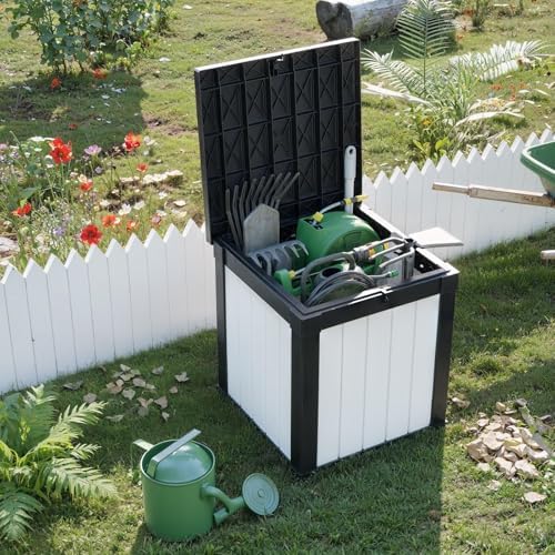 PatioZen 50 Gallon Resin Deck Box, Lockable Outdoor Storage Box for Patio Cushions Storage Furniture,Garden Tools, Pool Supplies, Weatherproof and UV Resistant (Black&White) - Image 5