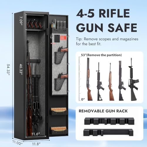 Kaer 4-5 Biometric Gun Safe for Rifles and Pistols,Long Rifle Safe for Home - Image 2