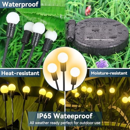 Solar Garden Lights Outdoor Waterproof, 4 Pack 32 LED Swaying Firefly Lights Outdoor Decor Light for Pathway Party Christmas Decoration, Unique Gifts for Women, Warm White - Image 4
