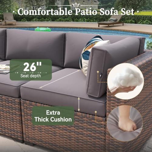 Aoxun 8 Piece Patio Furniture Set with 44" Fire Pit Table Wicker Rattan - Image 4