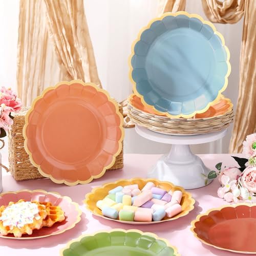 96 Pcs Colorful Paper Plates 9 Inch Floral Party Plates - Image 2
