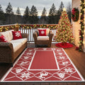 GENIMO Outdoor Rug, Waterproof Plastic Rugs for Patio, 6'x9' Lvory Red by GENIMO